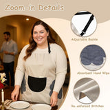 NEW Urby Kitchen Cooking Aprons for Women with Pockets Plus Size, Ideal For XL XXL or Waist W38+. Extra Large and Long. Cream
