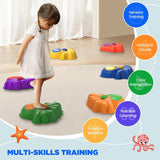 NEW WELIN Balance Stepping Stones for Kids, 6pcs Crossing River Octopus Stone with Light, Indoor Outdoor Fitness Equipment, Balance Training Toy Obstacle Course, Birthday Gifts for Boys Girls Ages 3+