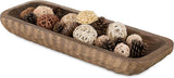 NEW 16.5" Hanobe hand carved Wood Dough Bowl: Centerpiece Table Decoration Natural Candle Holder Tray Decor Rustic Brown Hand Turned Trough for Decor! OURS is 16.5", Dough Bowl Only contents not included