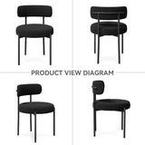 NEW IN BOX Retails $180, Nalupatio Dining Chairs Set of 2, Round Boucle Dining Room Chairs with Curved Backrest & Thick Cushion, Mid-Century Modern Upholstered Teddy Fabric Kitchen Side Chairs with Metal Legs, Black