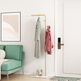 NEW IN BOX Retails $65, DOORXIFO Gold Coat Racks with White Base, Entryway Coats Racks Freestanding with 3 Hooks, L Shape Home Coat Hanger for Jackets, Coats, Hats, Clothes