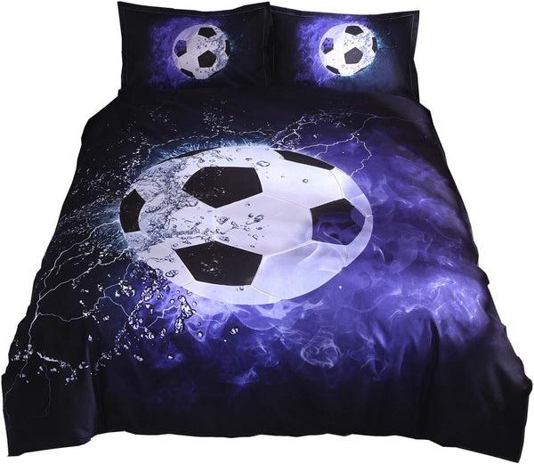 NEW Tenghe 3D Football Print Duvet Cover Set for Teen Boys, Size (Blue, Twin)