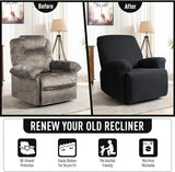 NEW TAOCOCO Recliner Cover 4-Pieces, Recliner Stretch Sofa Slipcover, Recliner Cover 1 Seater, Couch Protector Soft, Furniture Protector Covers with Elastic, Chair Covers Jacquard Pattern (Black)