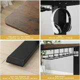 NEW in box! Retails $230 Jceet Adjustable Height Electric Sit/Standing Desk, 55 x 24 Inch Sit Stand Computer Desk with Lockable Casters, Stand Up Desk Table for Home Office, Black Frame/Rustic Brown + Black Top!