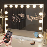 NEW Retails $140, Hansong Bluetooth Vanity Mirror with Lights Hollywood Makeup Mirror with 15 LED Bulbs Lighted Vanity Mirror with Bluetooth 3 Lighting Modes White, 23x18"