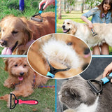 NEW Pet Grooming Tool Brush Pet Dematting Comb Double Sided Shedding and Dematting Undercoat Rake Comb for Cats & Dogs Blue