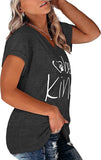 NEW Women Plus Size Be Kind T Shirt Summer V Neck Cute Graphic Tees Funny Inspirational Teacher Tops, Grey, Sz 3X, Fits Like 1X-2X