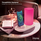 NEW Retails $42, iHome Magnetic Power Station, 5W Wireless Charging Pad, 7.5W Magnetic Wireless Charger with Color Changing LED Lamp for iPhone 12/13, Compatible with MagSafe Cases