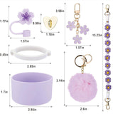 NEW Rhewatin Accessories for Stanley Cup 40oz Tumbler, Charms Accessories for Stanley Tumbler, Including 1pc Tumbler Strap, 1pc Silicone Cup Boot, 1pc Silicone Straw Cover, 2pcs Charms, Purple