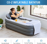 NEW Retails $99+, CO-Z Inflatable Bathtub With Electric Air Pump, Portable Tub With Blow Up Bath Pillow Cover, Drainage Cup Holder, Foldable Outdoor Freestanding Tub for Adults, Grey