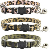 NEW Breakaway Cat Collars with Bell, Set of 3, Durable & Safe Cute Kitten Collars Safety Adjustable Kitty Collar for Cat Puppy 7.5-11in (Leopard)