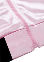 NEW Lixinya 50s Lady's Pink Satin Jacket Halloween Cosplay Costume Pink Jacket with Neck Scarf, Sz L