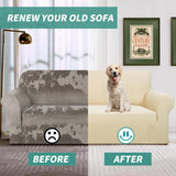 NEW YEMYHOM Couch Cover Latest Jacquard Design High Stretch Sofa Covers for 2 Cushion Couch, Pet Dog Cat Proof Loveseat Slipcover Non Slip Magic Elastic Furniture Protector (Loveseat, Beige), Medium, Retails $65