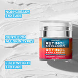 NEW Sealed Retinol Cream for Face with Hyaluronic Acid, Collagen Day & Night Moisturizer for Women and Men, Age Solution Cream, 1.85 Oz, BB: 01/29