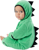 NEW Retails $52, Cuddle Club One Piece Romper Hooded Fleece Onesie Jumper for Baby, Dino Green 6-12 MOnths