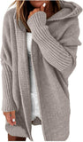 NEW Retails $69, Women Open Front Long Sleeve Hooded Knit Cardigan Sweaters Color Block Outwear Coat, Grey, Fits Sz M/L