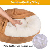 NEW Retails $45, MICOOYO Cozy Cave Dog Bed, Burrowing Dog Beds with Blanket Attached, Snug BeanBag Style Hooded Pet Cuddler Bed for Dogs and Cats, Small, Wheat