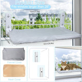 NEW Cat Window Perch Cordless Foldable Cat Hammock for Indoor Cats，Cats Window Seat with Metal Frame and Suction Cups, Replaceable Soft Covers Included (Medium)