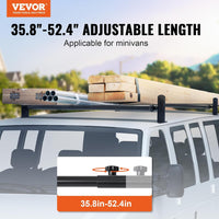 NEW VEVOR Roof Ladder Rack, 2 Bars Alloy Steel Roof Racks, 500 LBS Capacity Rain-Gutter Roof Rack, Adjustable Length 35.8"-52.4", Highly compatible to most vehicles, Retails $139