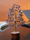 NEW Amethyst Tree Crystal Tree of Life Bonsai Money Tree Purple Stone Tree Chakra Tree Handmade Gift Good Luck Tree Prosperity Stones for Home Office Decorations Ornament Golden Wire 10 Inch
