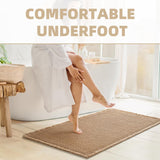 NEW Upgraded Waffle Bath Mat Non Slip Super Absorbent Quick Dry Bath Mats for Bathroom Floor Machine Washable Bathroom Mat Ultra Soft Boho Bathroom Rugs with Tassels Beside Tub, 17" x 24", Brown