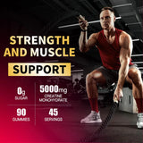 NEW Retails $73, Happyummmm Creatine Monohydrate Gummies 5000mg for Men & Women, Chewables Creatine Monohydrate for Muscle Strength, Muscle Builder, Energy Boost, Pre-Workout Supplement(90 Count)-Strawberry