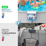 NEW Retails $70, Pool Cooler with Pool Cup Drinks Holders, Above Ground Swimming Pool Accessories, Poolside Cooler 14QT Portable, for 3 inches or Less Top Rail