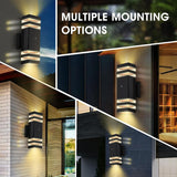 NEW Retails $56, 2 Pack Outdoor Wall Sconce, 3000K Warm White Dusk to Dawn Light Fixture - IP65 Waterproof Aluminum Exterior Lighting for Porch, Garage, Patio (Bulbs Included), 13.5 Inches Tall