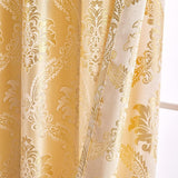 NEW Retails $117, ELKCA Luxury Golden Jacquard Curtains Set for Bedroom European Style Window Curtain for Living Room, Grommet Top, 2 Panels (Damask-Golden, 52" W x 104" L)