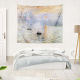 NEW Berkin Arts Decor Tapestry for Wall Hanging Premium Polyester Fabric Backdrop Impressionism Sunset Seascape 59.1 x 78.7 Inch (Rising Sun by Claude Monet)