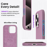 NEW ORNARTO Compatible with iPhone 15 Pro Max Case, Slim Liquid Silicone 3 Layers Full Covered Soft Gel Rubber Phone Case Protective Cover with Microfiber Lining 6.7 inch-Lilac Purple