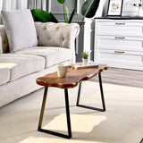 NEW Retails $130, WELLAND Wood Entryway Bench with Metal Legs, Mid-century Modern Bench for Living Room, Indoor, Porch, Farmhouse