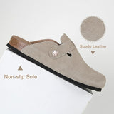 NEW Dumalum Clogs for Women Suede Boston Clogs Adjustable Buckle Slip-on Cork Footbed Mules Clogs Antislip Sole Slippers Unisex, Camel, Sz 6.5