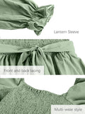 NEW Les umes Womens Summer Half Ruffle Lantern Sleeve Dress with Belt Ladies Casual Multi Wear Maxi Elegant Dresses, Sz S, Retails $49+