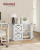 NEW Assembled VASAGLE Farmhouse Barn Door Style Lateral File Cabinet, Storage Cabinet in Rustic White! Great for Office or any room as storage cabinet!