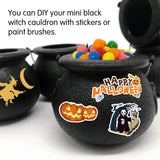 NEW Lshfwn 24 Pack Plastic Cauldron, Black Mini Witch Cauldron with Handle, Halloween Candy Cauldron Kettles, Plastic Candy Holder for Party Decoration Supplies St Patrick's Day