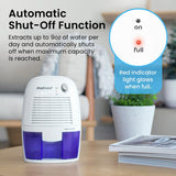 LIKE NEW Retails $60, Pro Breeze Electric Small Dehumidifier 215 sq ft (1200 cubic feet) Coverage for High Humidity Home Office Basement, Compact and Portable with Auto Shut Off, 17-ounce