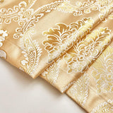 NEW Retails $117, ELKCA Luxury Golden Jacquard Curtains Set for Bedroom European Style Window Curtain for Living Room, Grommet Top, 2 Panels (Damask-Golden, 52" W x 104" L)