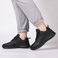 NEW Retails $84, ENLEN&BENNA Non Slip Shoes for Women Food Service, Kitchen Chef Oil-Proof Slip Resistant Work Shoes Waterproof Comfort Lightweight Sneakers with Lace Up Black, Sz 8.5