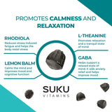 NEW SUKU Vitamins Stress Gummy Supplement, Buh Bye Stress Sugar Free Gummies, with Lemon Balm, L-Theanine, GABA, Keto, Plant-Based, Nut-Free, Helps with Anxiety and Stress Relief, Calm Mood & Stress Support, 60 Gummies (30 Day Supply) - Exp. Nov 2025