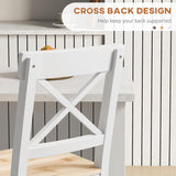 NEW IN BOX! Retails $166, HOMCOM Bar Stools Set of 2, Farmhouse Counter Height Barstools, Solid Wood Bar Chairs with Cross Back and Footrest for Kitchen, Natural (2 STOOLS ONLY)