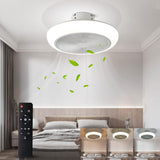 NEW Ceiling Fan with Lights Remote Control 18" Modern Bladeless Ceiling Fan 72W Low Profile Flush Mount Ceiling Fan Light Kits Smart LED Dimmable Enclosed Ceiling Fan for Bedroom Kitchen Living Room, Retails $129+