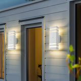 NEW Retails $70, Dusk to Dawn Outdoor Wall Lights 2 Pack, White Up and Down Exterior Wall Light Fixture Outdoor Lights for House Hallway Garage Entryway, 13.5 Inches Tall