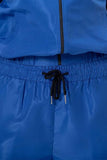 NEW 80s Outfits for Women 2 Piece Tracksuit Costume Color Block Windbreaker Jacket Pants Hip Hop Sportswear, Dark Blue, Sz L, Retails $50