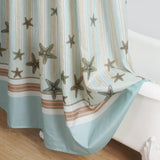 NEW Tremiti Aqua Starfish Sea Polyester Farmhouse Shower Curtain, Printed Green Striped Ocean Waterproof Modern Beach Bathroom Curtains, 72" W x 72" L