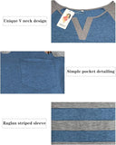 NEW VISLILY Plus-Size Tops for Women Long Sleeve V Neck T Shirts Raglan Tees, Blue, Sz 14W