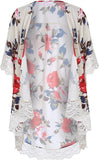 NEW Women Beachwear Cover Up Teen Girls Chiffon Kimono Cardigan Casual Floral Print Lace Bikini Swimsuit Blouse Tops Sz XL