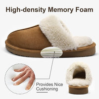 NEW Litfun Women's Fuzzy Memory Foam Slippers Fluffy Winter House Shoes Indoor and Outdoor, Chestnut, Sz 38-39 (7/7.5)