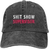 NEW FRONC Show Supervisor Hat, Cotton Distressed Baseball Hat, Casual Baseball Cap with Shit Show Supervisor Text, Adjustable