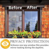 NEW Retails $68+, Arthome Heat Blocking Window Film Anti-UV 19.68 inch X 196 inches, Heat Control Window Stick Tint Reflective No Glue Static Cling Adhesive DIY One Way Film for Home and Office Sun Glare Reduction with Tool